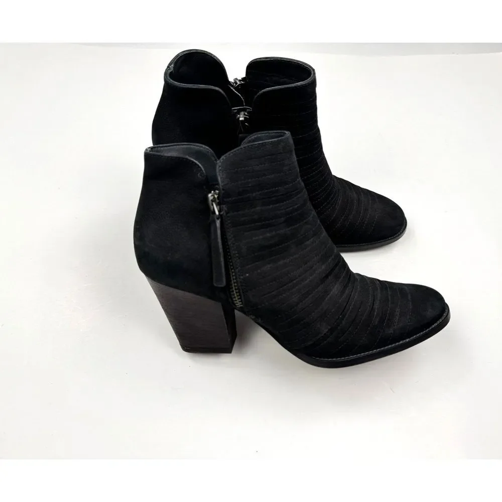 Paul‎ Green Malibu Sliced Zip Bootie Women 5.5 US 8 EUC Block Hill Suede Black